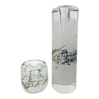 Mid-Century Modern "Confetti" Metallurgical Glass Candlestick Holders by Ladislav Palecek, 1970s For Sale