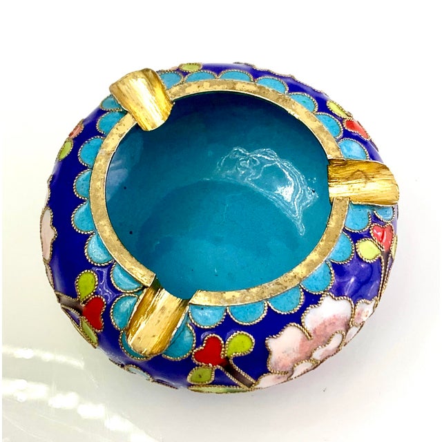 Vintage Chinoiserie Enamel Cloisonne Ashtray For Sale - Image 4 of 12