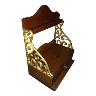 Hollywood Regency Solid Gilded Wood Shelf With Storage For Sale