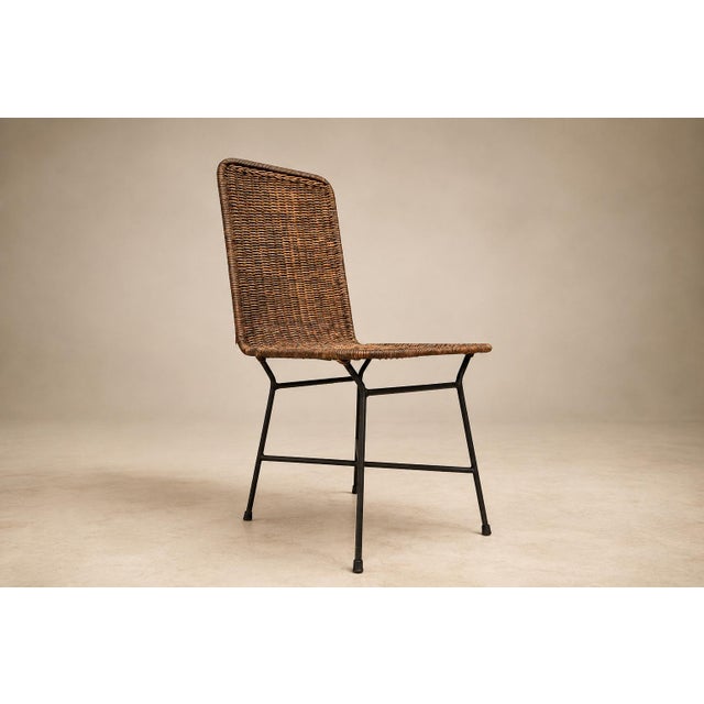 Brown Brazilian Modern Pair of Chairs in Iron & Wicker by Carlo Hauner, Brazil, 1950s For Sale - Image 8 of 18