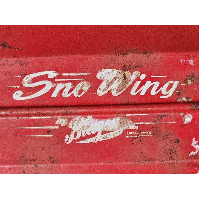 Vintage Blazon Red Sno-Wing Metal Sled For Sale - Image 10 of 11