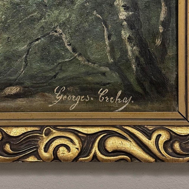 Antique Framed Oil Painting on Canvas by Georges Crehay (1849-1933) For Sale - Image 15 of 16