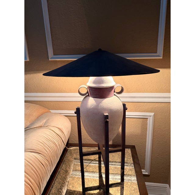 Metal Amphora Urn Lamp Postmodern Statement Piece After Max Blumberg For Sale - Image 7 of 12