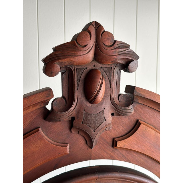 Antique Walnut Dresser With Arched Mirror and Carved Crest For Sale - Image 9 of 18