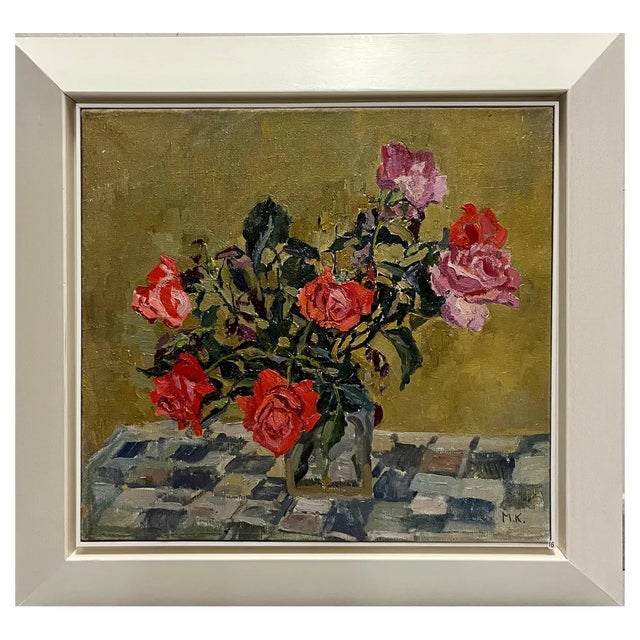 Maya Kopitzeva, Red Roses, 1968, Oil For Sale