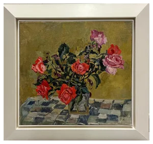 Maya Kopitzeva, Red Roses, 1968, Oil