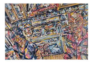 "Portrait of Man and Woman" Contemporary Modernist Abstract Figurative Oil Painting by Costain