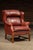 Mid 20th Century Vintage Leather Wingback Armchair With Ottoman in Red by Whittemore-Sherrill For Sale - Image 5 of 10