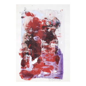 Red, White, and Purple - Abstract Figurative Composition in Acrylic on Paper by Ricardo De Silva