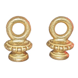 1980s Stylized Brass Chandelier or Ceiling Hooks - a Pair For Sale