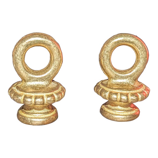 Vintage Stylized Brass Chandelier or Ceiling Hooks - A Pair For Sale