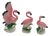 1950s MCM Ceramic Miniature Pink Flamingo Tabletop Statue Set of 3 For Sale