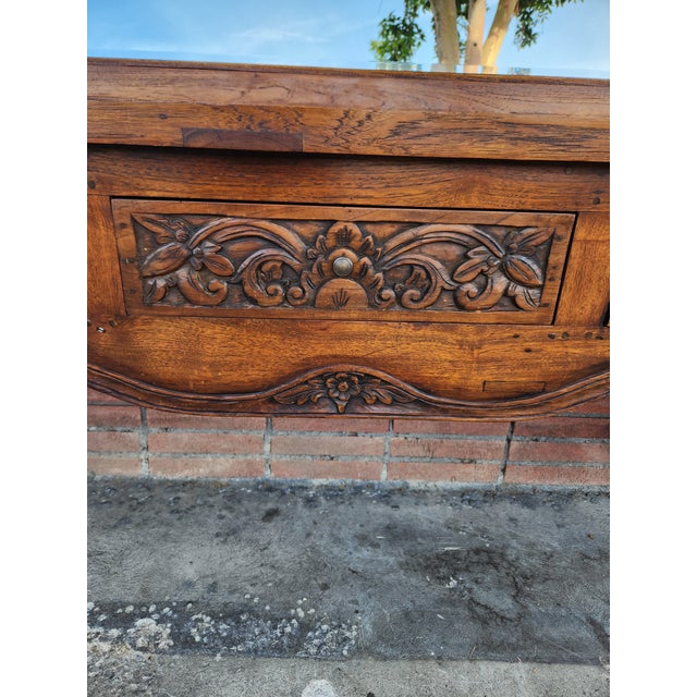 Copper 1980's Carved Wood Console Table For Sale - Image 8 of 12