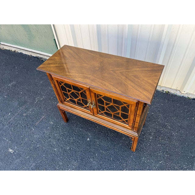 Vintage Chinoiserie Walnut Nightstand or Side Table For Sale - Image 12 of 12