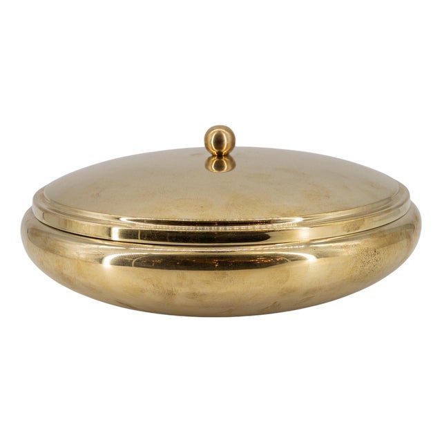 Vintage Brass Bowl with Lid, 1970s For Sale