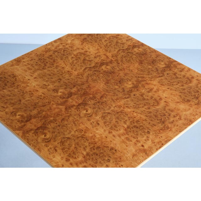 Brown Three Legged Coffee Table in Burl Elmwood by Carl Malmsten for Carl Malmsten, Sweden, 1960s For Sale - Image 8 of 15