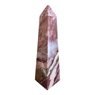 Neoclassical Solid Marble Red and Brown Obelisk For Sale