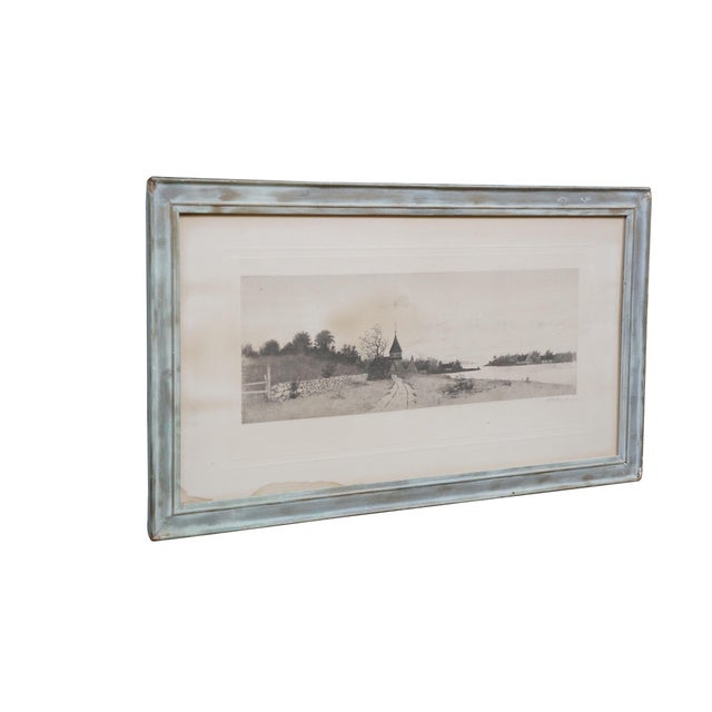 Late 19th century black and white etching by John Octavius Anderson. A panoramic landscape showing a dirt road leading to...