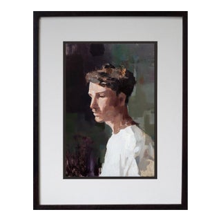 Contemporary Brother by Jon Doran | Oil on Panel Profile Portrait of a Young Man For Sale