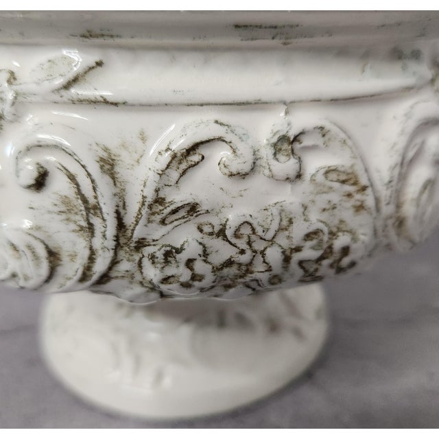 1960s Vintage Mid-Century Relpo Ornate Embossed Footed Ceramic Planter Bowl - Style #5893 For Sale - Image 5 of 8