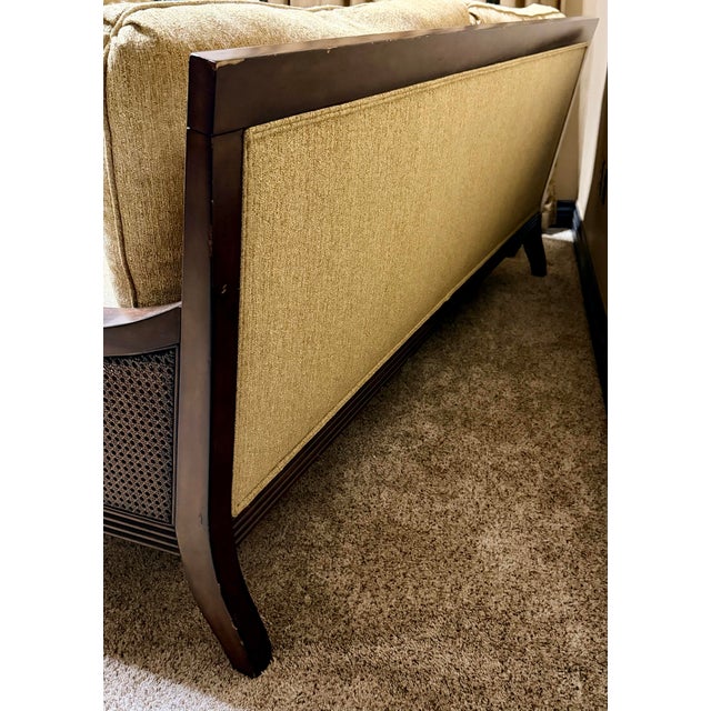 2010s Rachlin Classics “Susan” Carved-Wood and Cane Upholstered Settee For Sale - Image 5 of 5