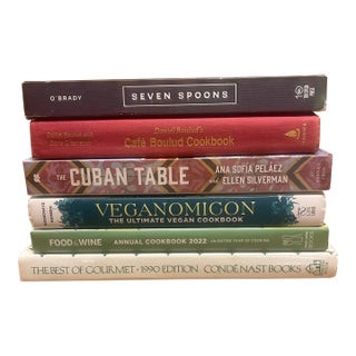 Curated Culinary Decorative Book Stack – Chef’s Kitchen Library, Set of 6 For Sale