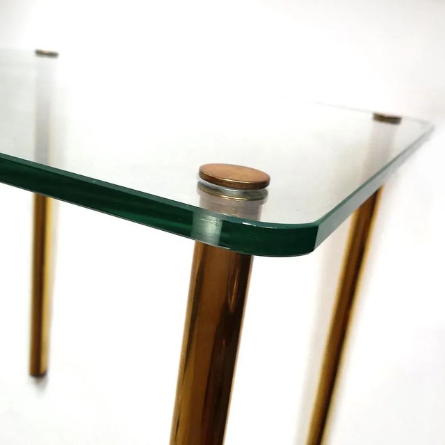 Mid-Century Modern Mid-Century Italian Brass & Glass Side Table For Sale - Image 3 of 6