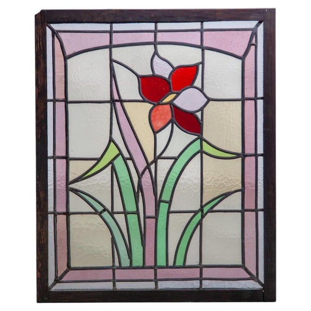 Art Nouveau Stained Glass Panel, 1910 For Sale - Image 10 of 10