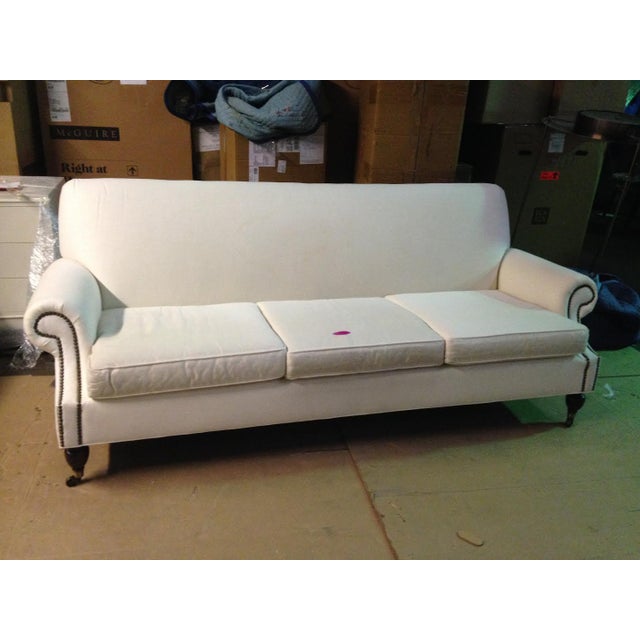 White Linen Sofa Chairish