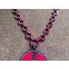 Art Deco Bochic Ikon Bijoux Collection Red Hot Enamel Retro Necklace With White Topaz For Sale - Image 3 of 6