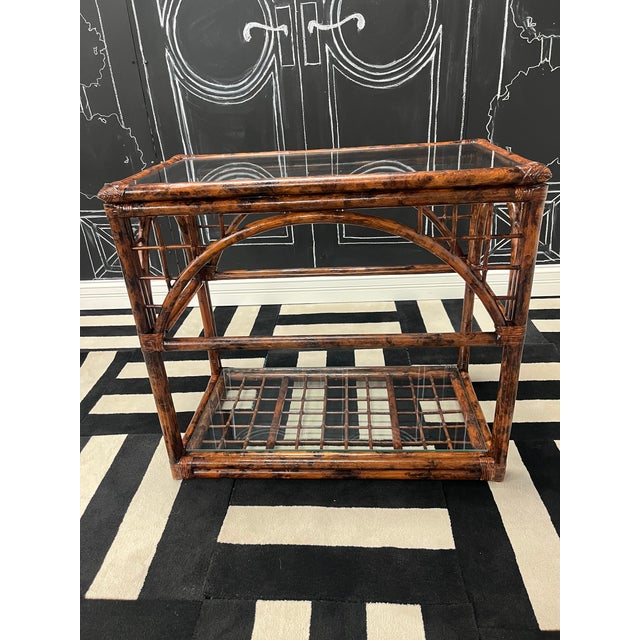 1970s Vintage Tortoiseshell Bamboo Side Table For Sale - Image 5 of 6