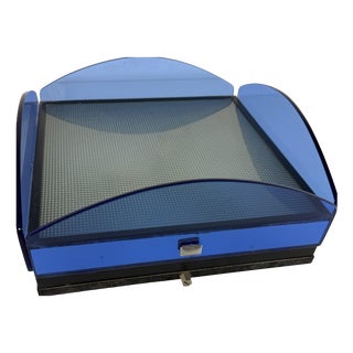 Three-Light Ceiling Lamp in Blue Stained Glass, 1960s For Sale