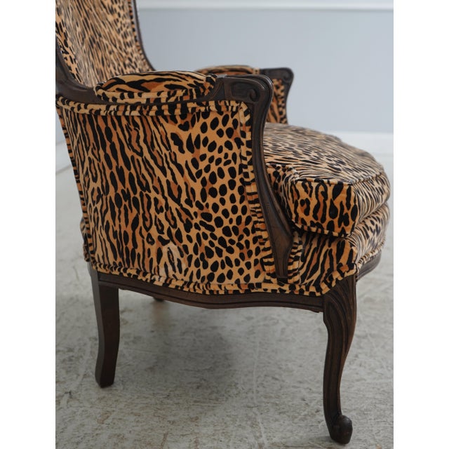 Pair of Cheetah Print Louis XVI Style Bergere Chairs For Sale In Philadelphia - Image 6 of 18