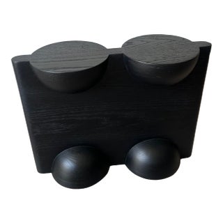 Contemporary Black Oak Side Table For Sale