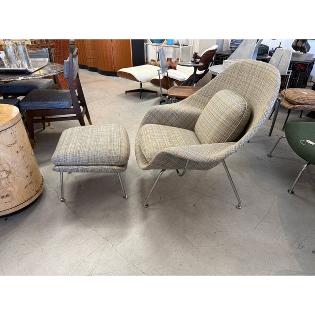 A wonderful early production Eero Saarinen Knoll Womb Chair and ottoman that we just recently had reupholstered. the...