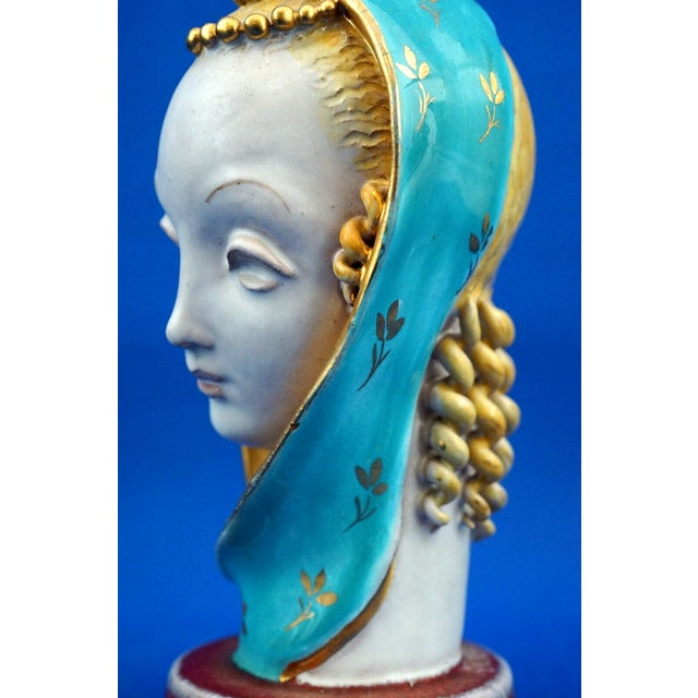 Majolica Ceramic Bust Sculpture of Madonna by Eugenio Pattarino, Italy, 1920s-1940s For Sale - Image 15 of 18