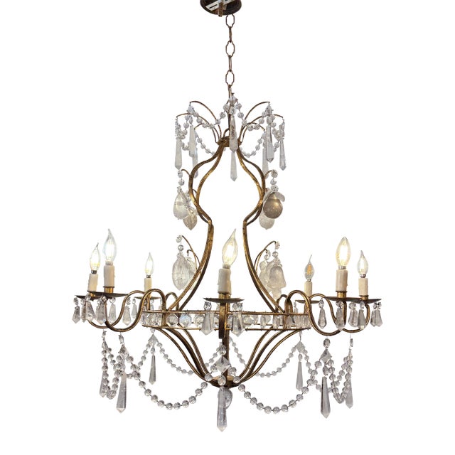 Brazilian Rock Crystal Chandelier, Mid 20th Century For Sale