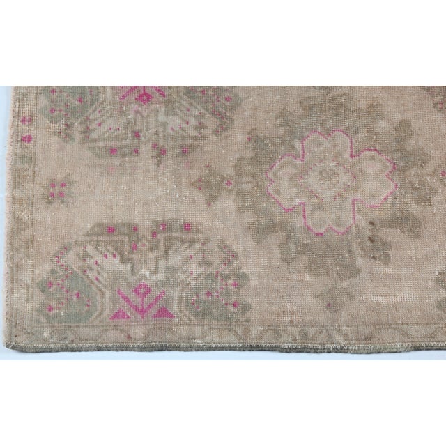 Textile Vintage Hand Knotted Turkish Tribal Door Mat Rug -1' 10'' X 3' 5'' For Sale - Image 7 of 9