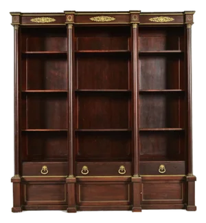 Jacob-Desmalter Style Antique French Empire Mahogany Bibliotheque Bookcase Cabinet With Mounted Gilt Bronze Ormolu, Circa 1880s