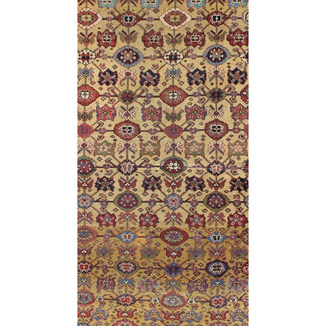All Over Geometric Antique Persian Malayer Rug in Yellow, Red, Blue, Green For Sale - Image 4 of 13
