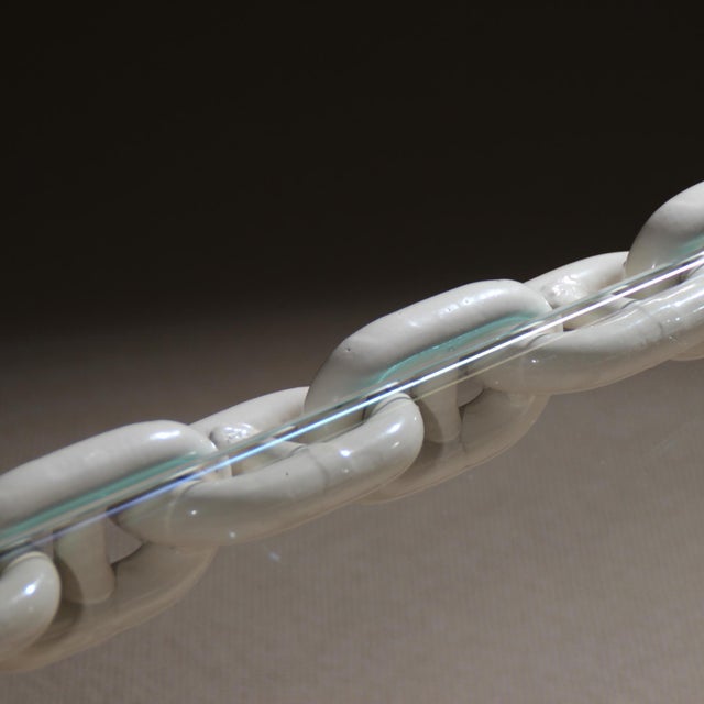 White Vintage French Brutalist Chain Link Coffee Table, 1970s For Sale - Image 8 of 17