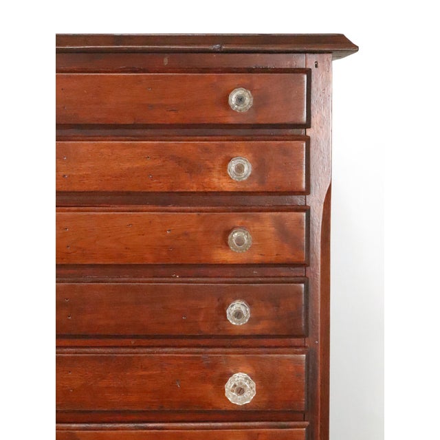 Traditional Antique Walnut Ten Drawer Optometrist's Cabinet For Sale - Image 3 of 14