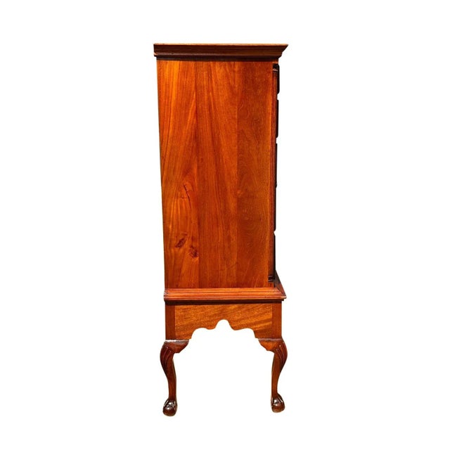 Mid 19th Century Antique Queen Anne Style Mahogany Chest on Frame - Shell Carved Ball & Claw Legs For Sale - Image 10 of 12