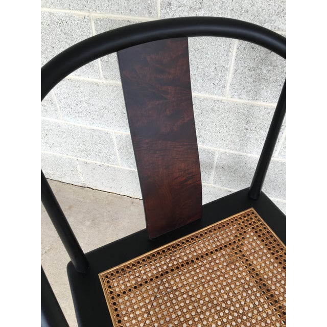 Henredon Style Ebonized Cane Bottom Accent Arm Chair Chairish