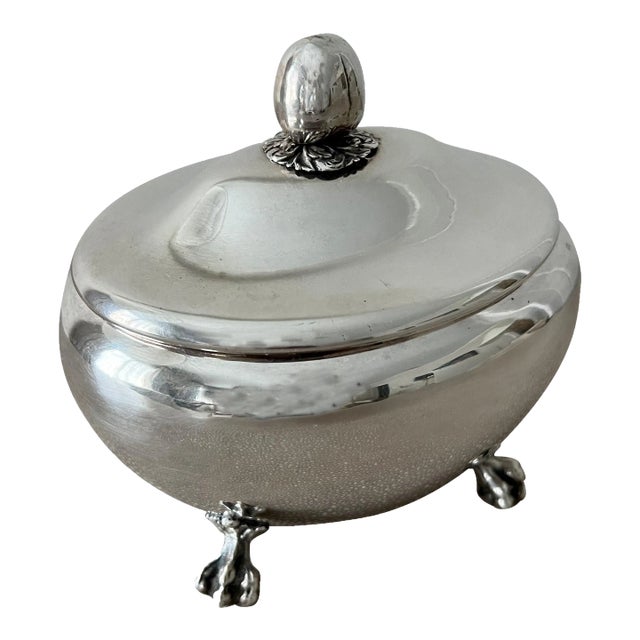 Silver Plate Hinged Oval Box on Claw Feet For Sale