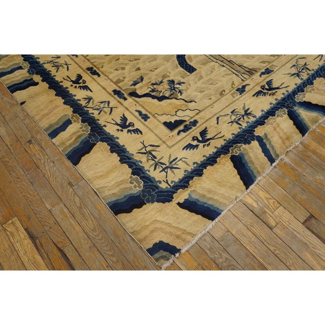 1920s Antique Artistic Beige Chinese Dragons Design Wool Pile Hand Knotted Rug For Sale In New York - Image 6 of 11