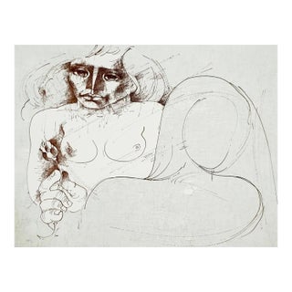 Jorge Dumas Female Nude With Rose Lithograph For Sale
