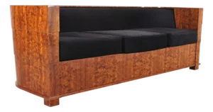 Leon Rosen Art Deco Style Burlwood Waterfall Sofa Settee