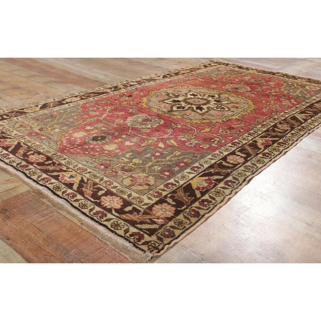 Textile Vintage Turkish Oushak Rug - 03'11 X 07'01 For Sale - Image 7 of 10