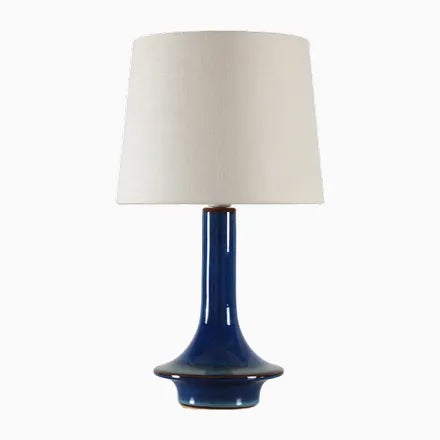 Danish Sculptural UFO Shaped Table Lamp in Blue Glaze from Søholm, 1960s For Sale - Image 9 of 9